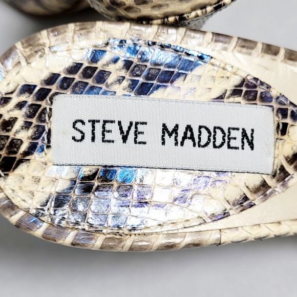 Steve Madden Snakeskin and Wood Women's Sandals Minor Flaw - Picture 11 of 13